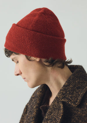Washed Lambswool Beanie | Red Rock