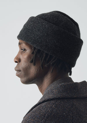 Washed Lambswool Beanie | Charcoal