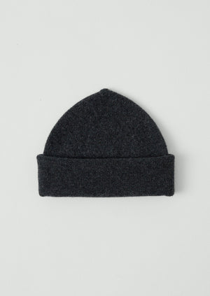 Washed Lambswool Beanie | Charcoal