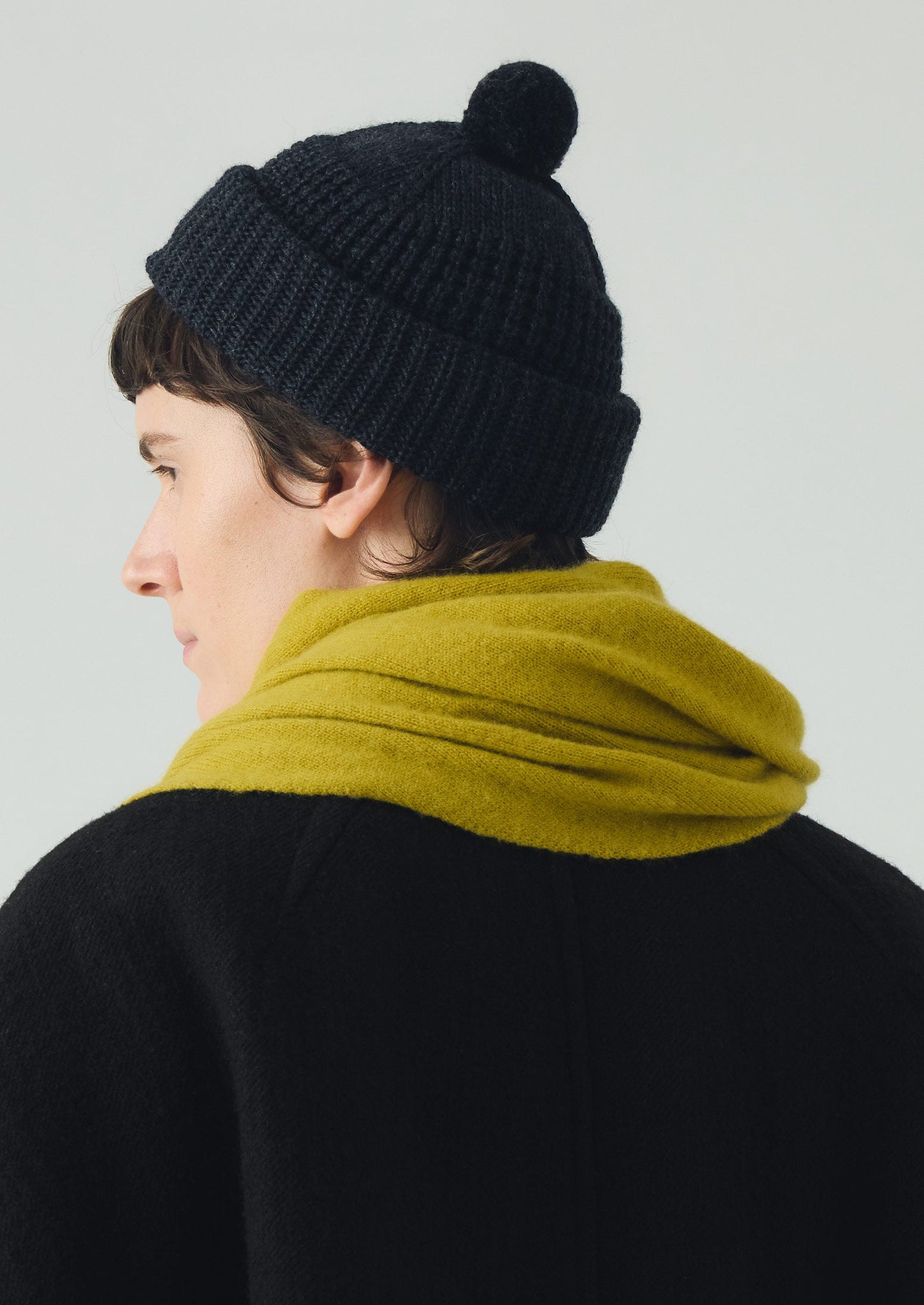 Waffle Stitch Wool Beanie | Navy Melange
