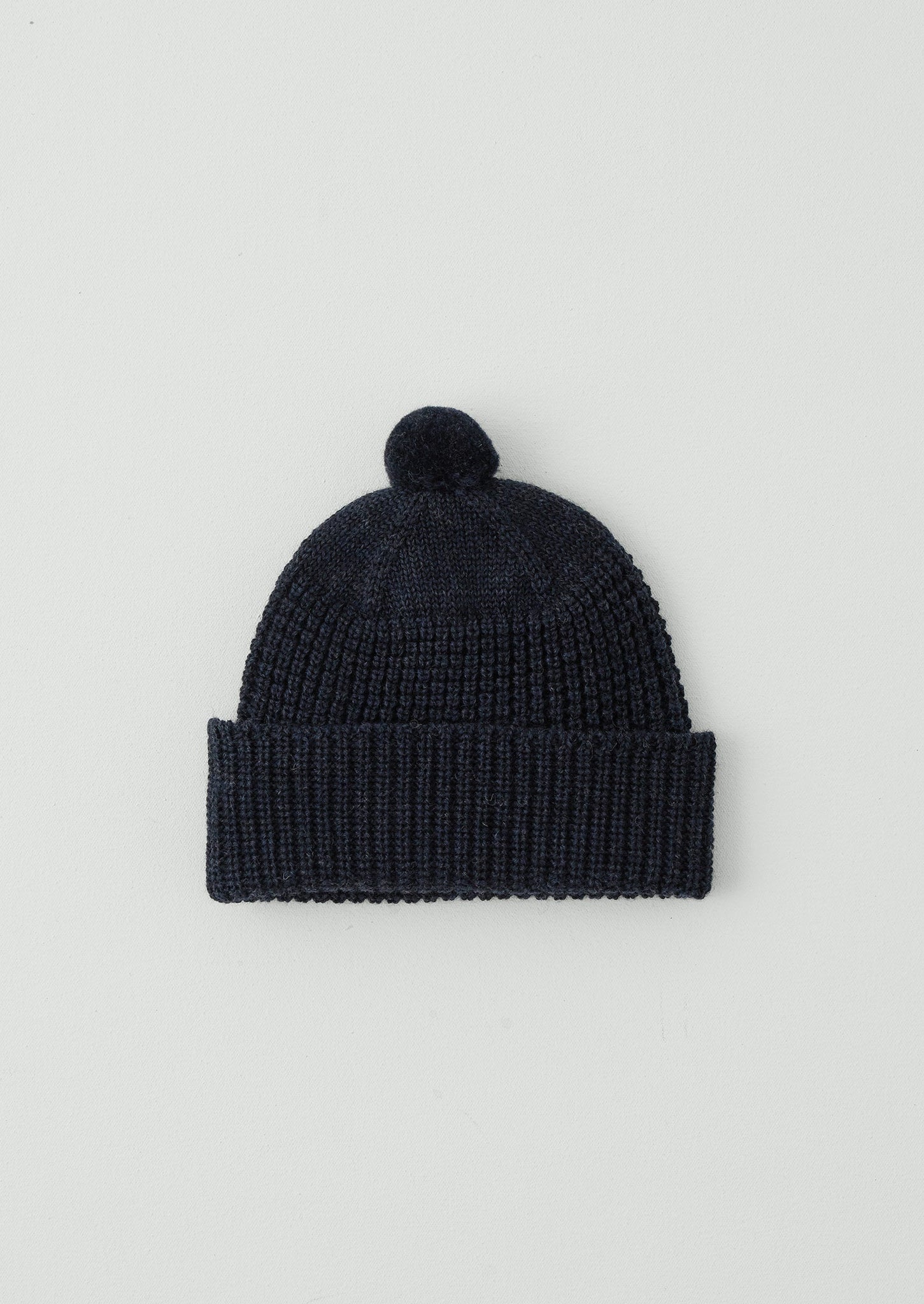 Waffle Stitch Wool Beanie | Navy Melange