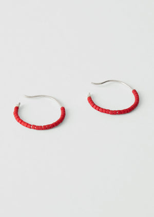 Helena Rohner Miyuki Glass Small Hoop Earrings | Tomato
