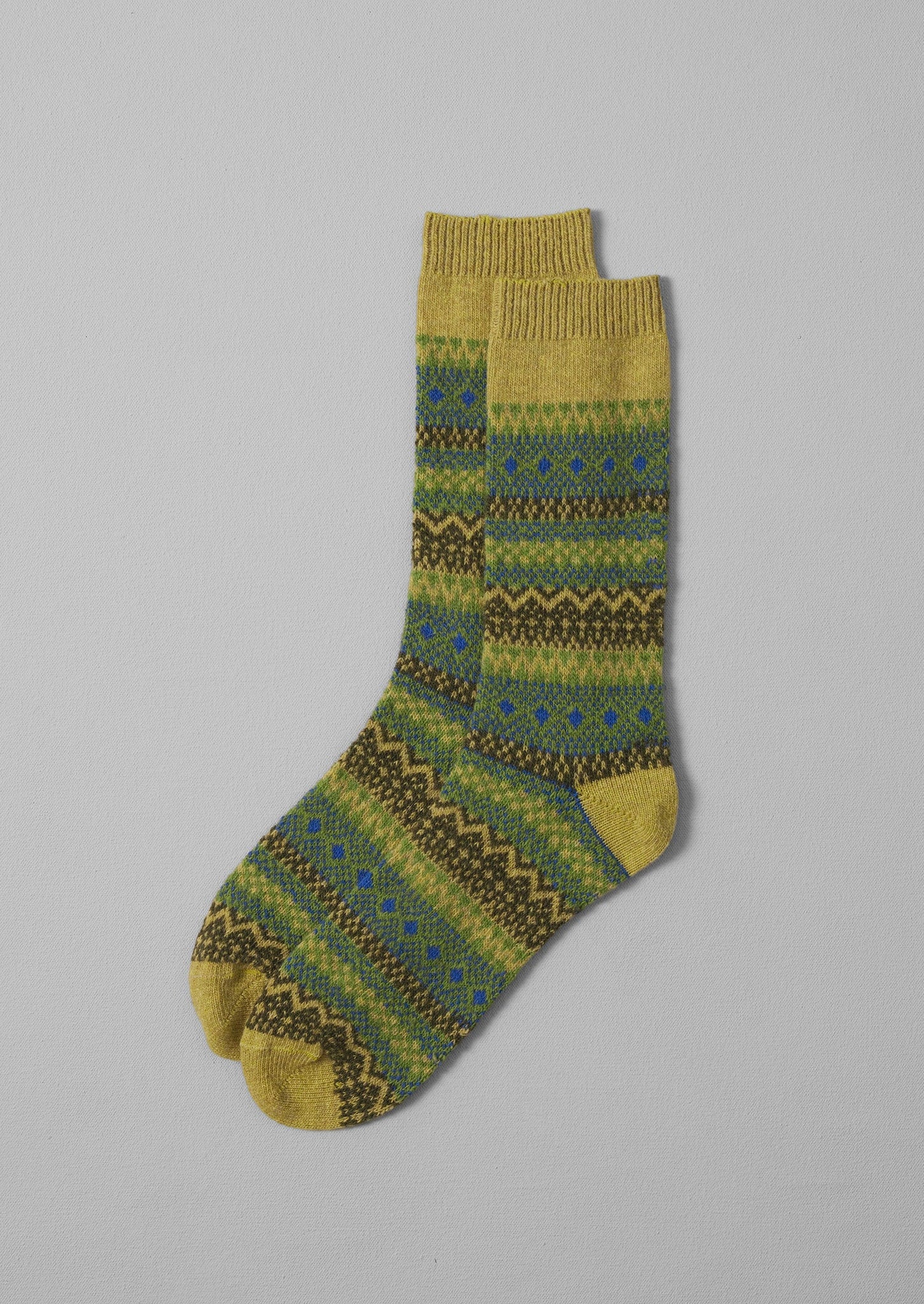 Wool Jacquard Socks | Green Multi
