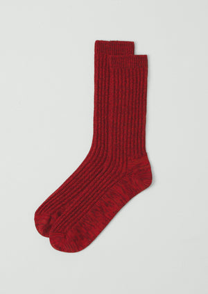 Ribbed Cotton Marl Socks | Cardinal Red