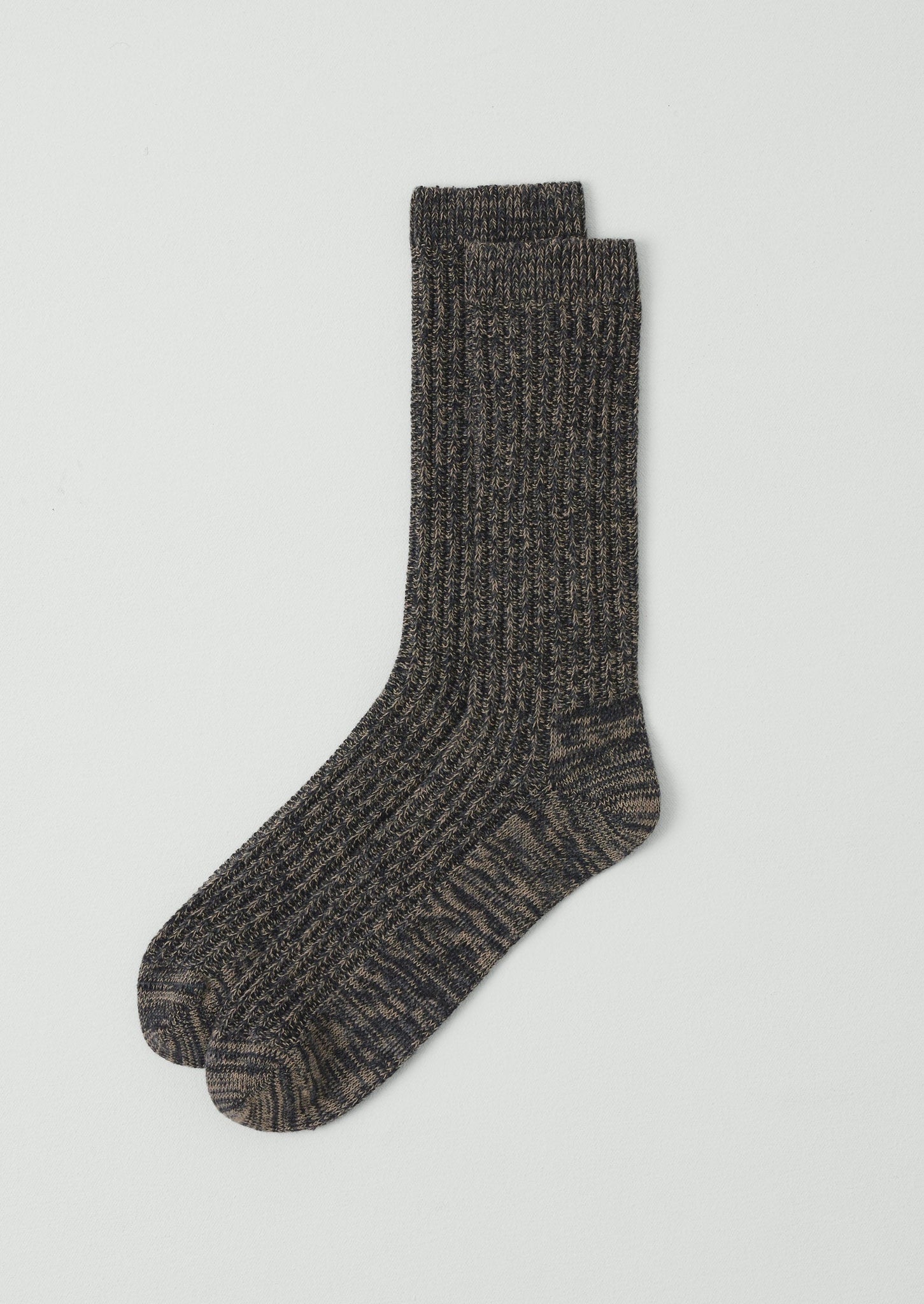 Ribbed Cotton Marl Socks | Charcoal