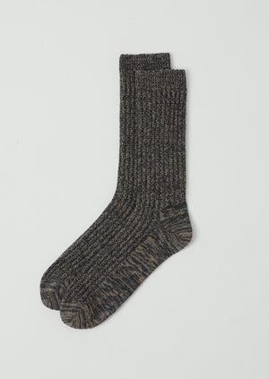 Ribbed Cotton Marl Socks | Charcoal