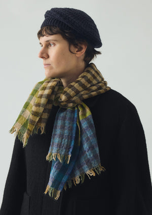 Dyad Knot Gingham Handwoven Scarf | Croft Green