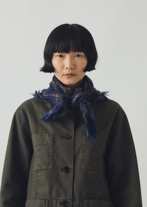 Reading Check Boiled Wool Scarf | Shadow Blue