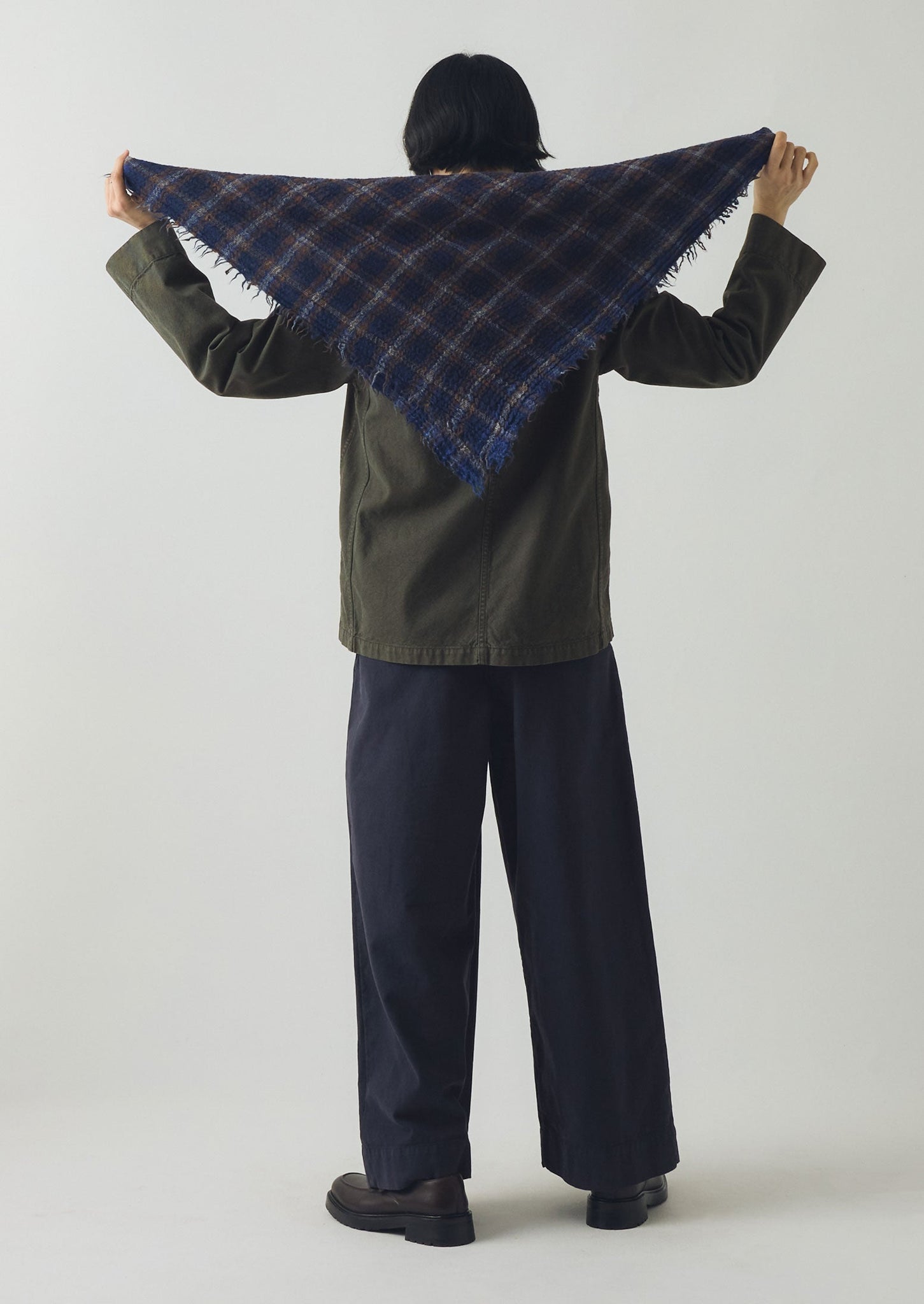 Reading Check Boiled Wool Scarf | Shadow Blue
