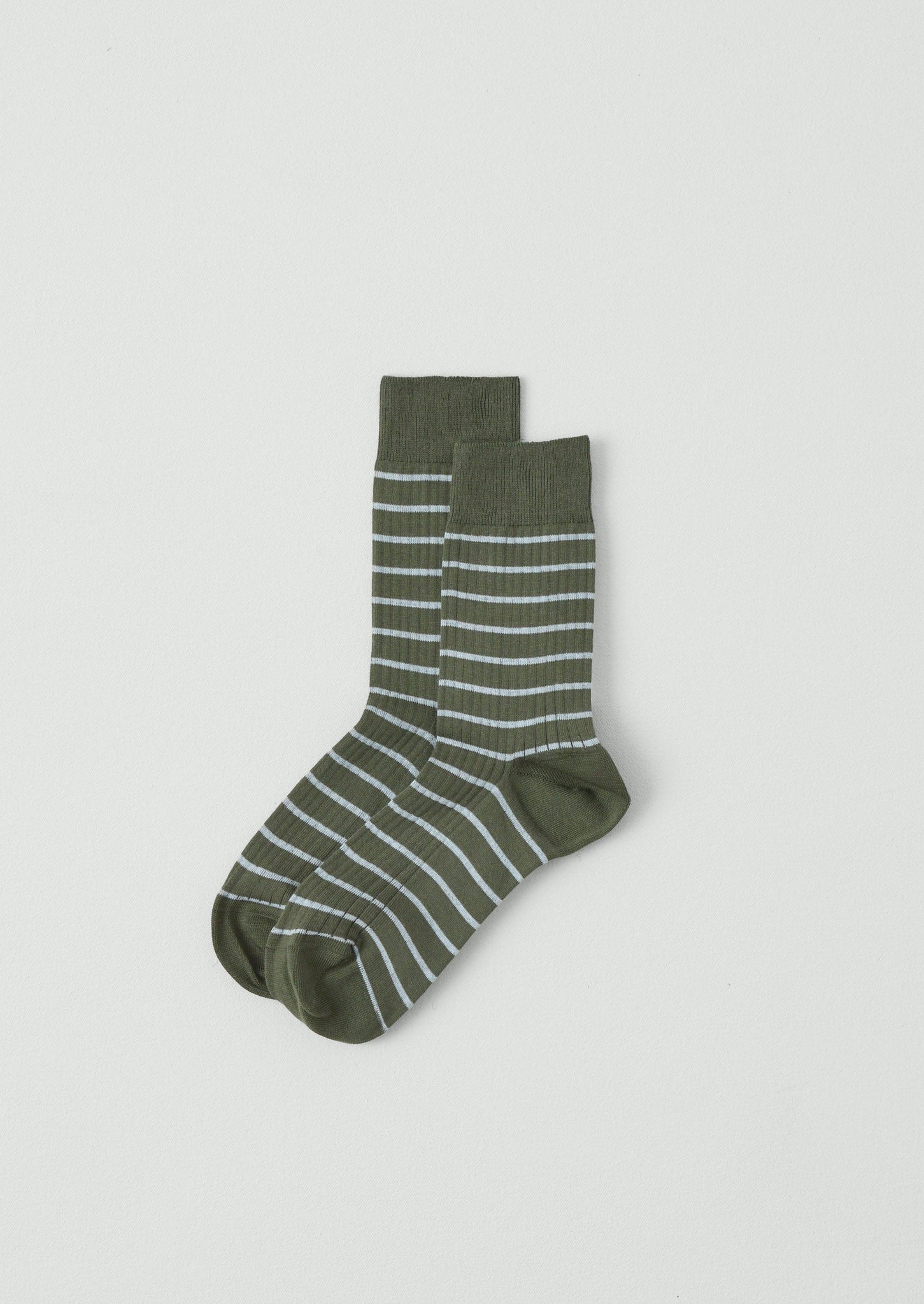 Maria La Rosa Organic Cotton Stripe Socks | Olive
