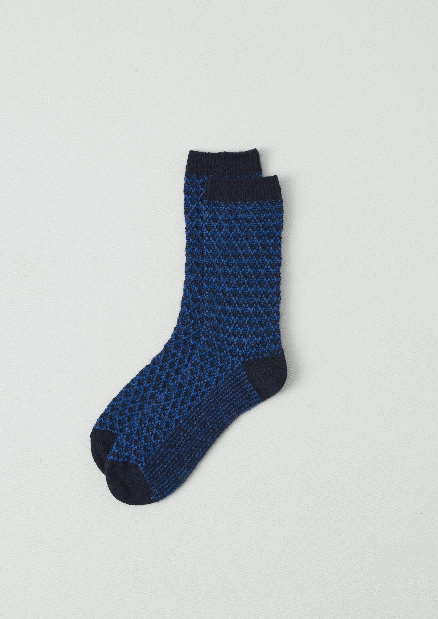 Honeycomb Stitch Wool Socks | Navy/Cobalt