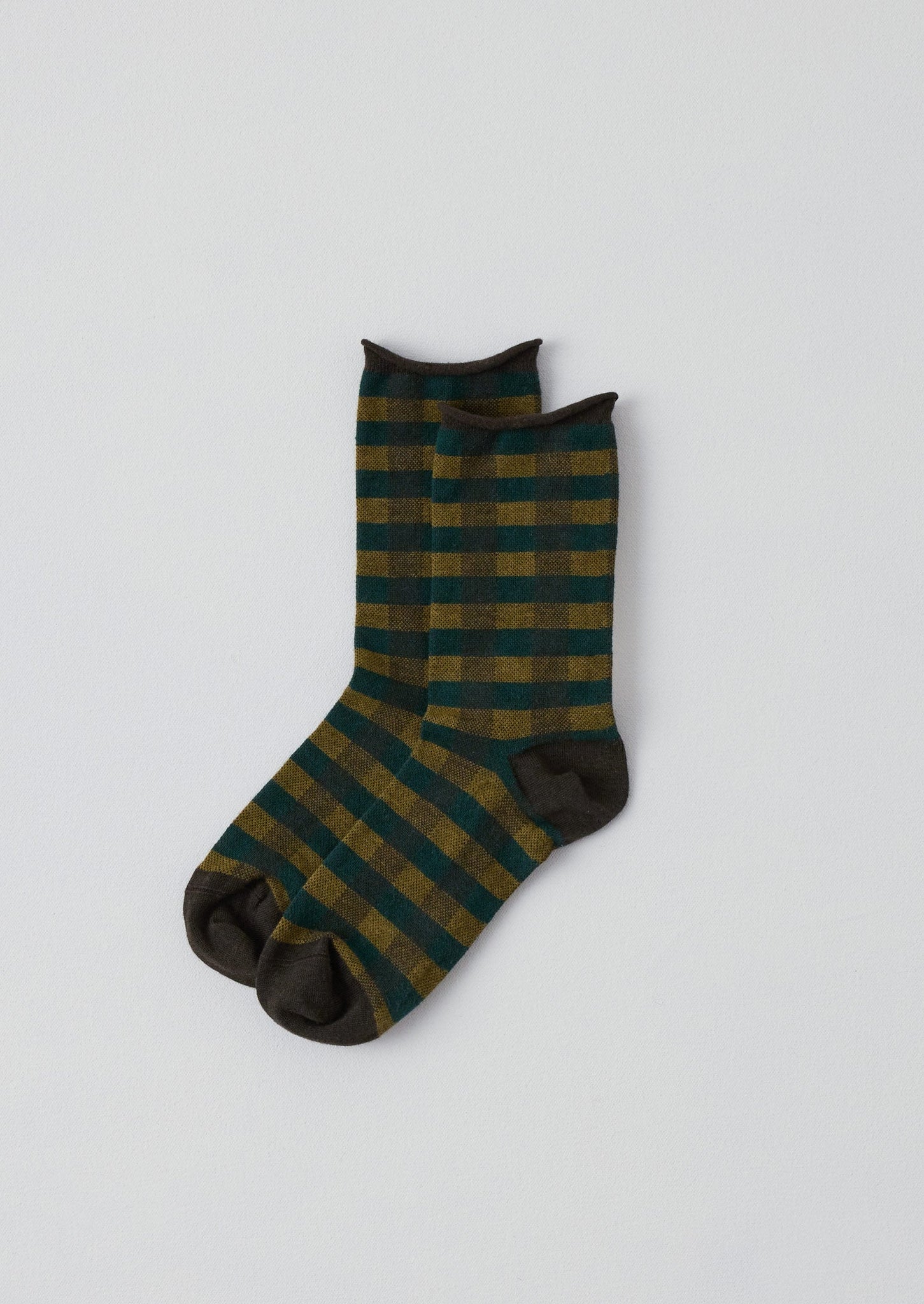 Check Cotton Cashmere Socks | Olive Multi