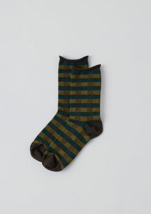 Check Cotton Cashmere Socks | Olive Multi