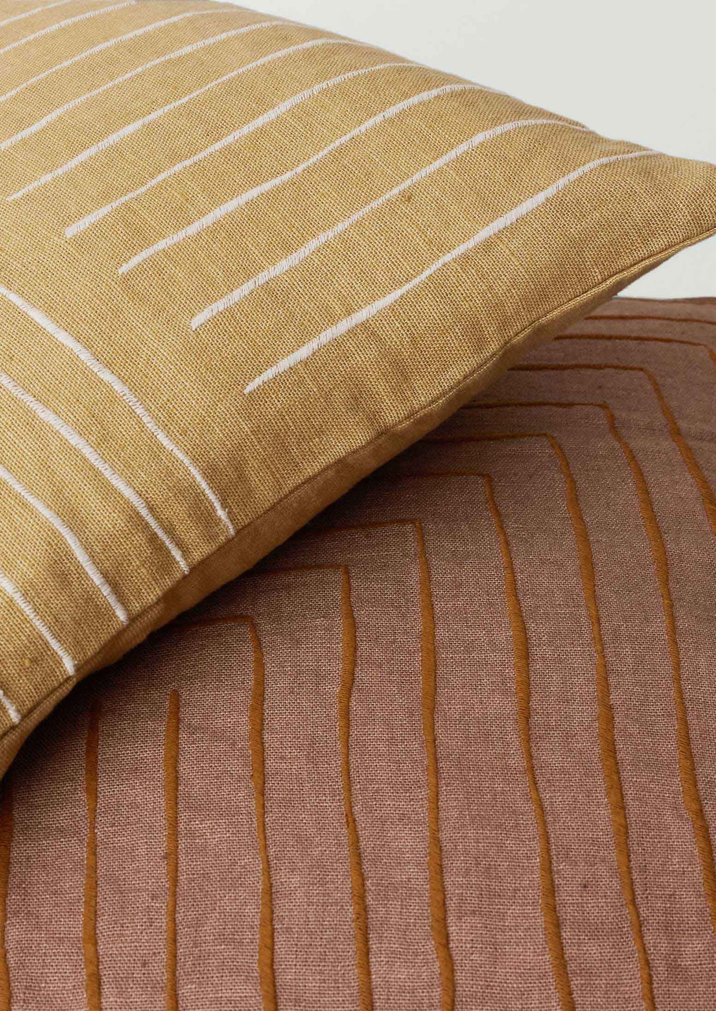 Aria Embroidered Cushion Cover | Dusk/Caramel
