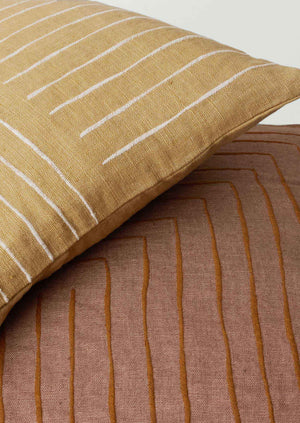 Aria Embroidered Cushion Cover | Dusk/Caramel