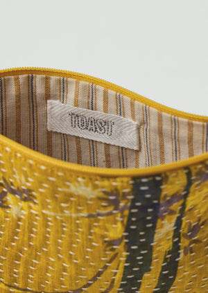 Remnant Fabric Kantha Pouch | Sunflower/Lilac