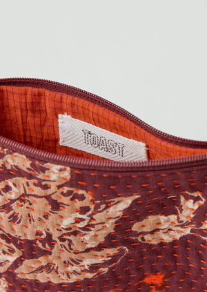 Remnant Fabric Kantha Pouch | Burgundy/Poppy