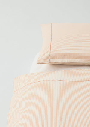 Soft Stripe Cotton Oxford Pillowcase Set | Clay/Ecru