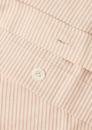 Soft Stripe Cotton Embroidered Duvet Cover | Clay/Ecru