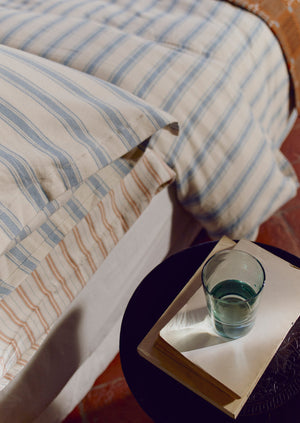 Fjord Flannel Stripe Cotton Oxford Pillowcase Set | Washed Blue/Ecru