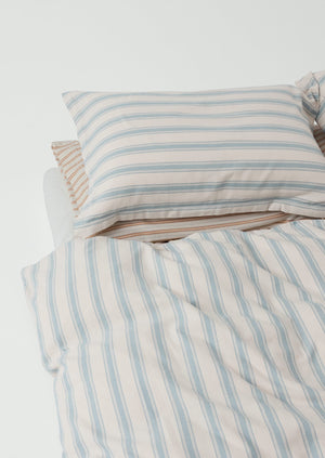 Fjord Flannel Stripe Cotton Oxford Pillowcase Set | Washed Blue/Ecru