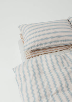 Fjord Flannel Stripe Cotton Pillowcase Set | Washed Blue/Ecru