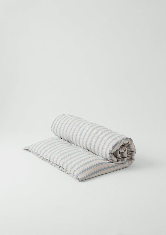 Fjord Flannel Stripe US Duvet Cover | Washed Blue/Ecru