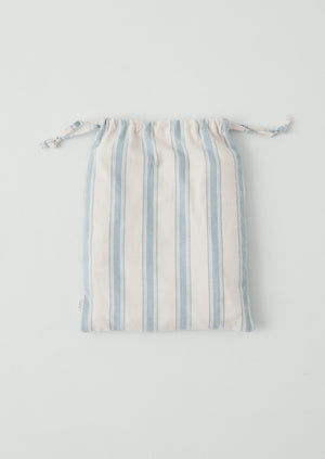 Fjord Flannel Stripe Cotton Fitted Sheet | Washed Blue/Ecru