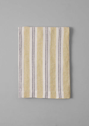 Sienna Stripe Linen Tablecloth | Washed Lime/Midnight Blue