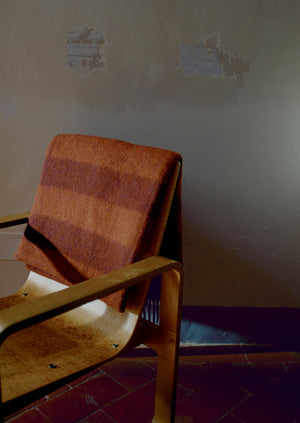 Irregular Stripe Wool Blanket | Rust/Orange