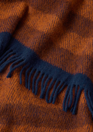 Irregular Stripe Wool Blanket | Rust/Orange