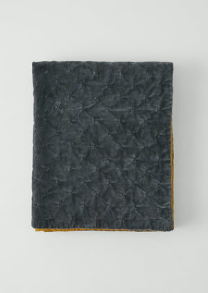 Contrast Colour Organic Velvet Quilt | Slate/Lichen