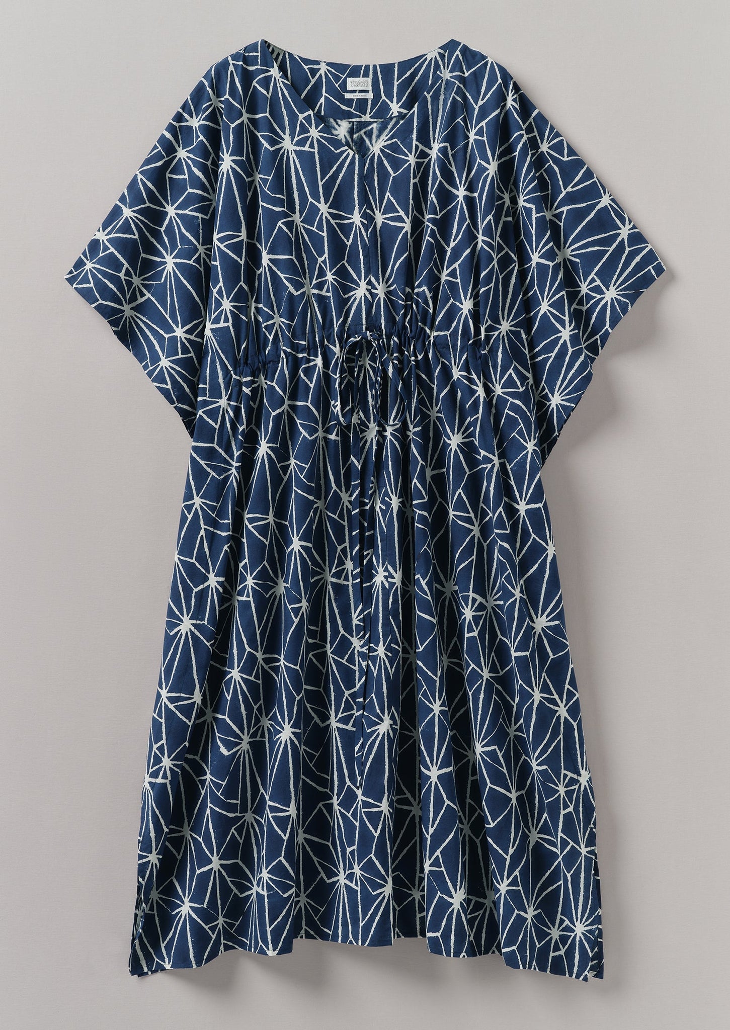 Prism Block Print Kaftan Dress | Indigo/Ecru