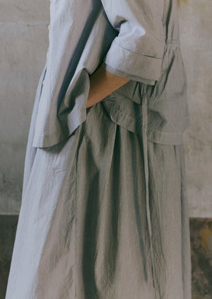 Fine Stripe Cotton Shirt Dress | Ecru/Slate