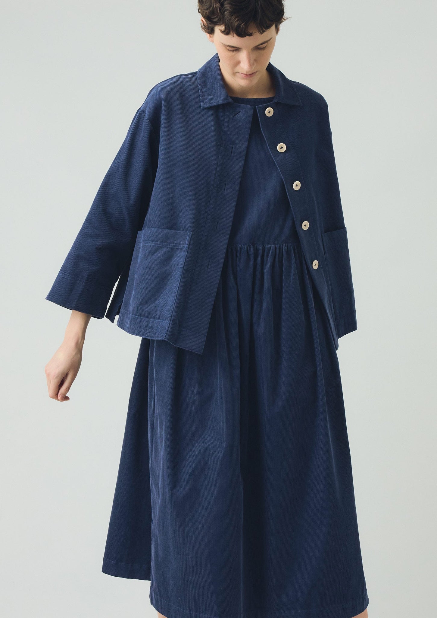 Freya Organic Cord Dress | Denim Blue