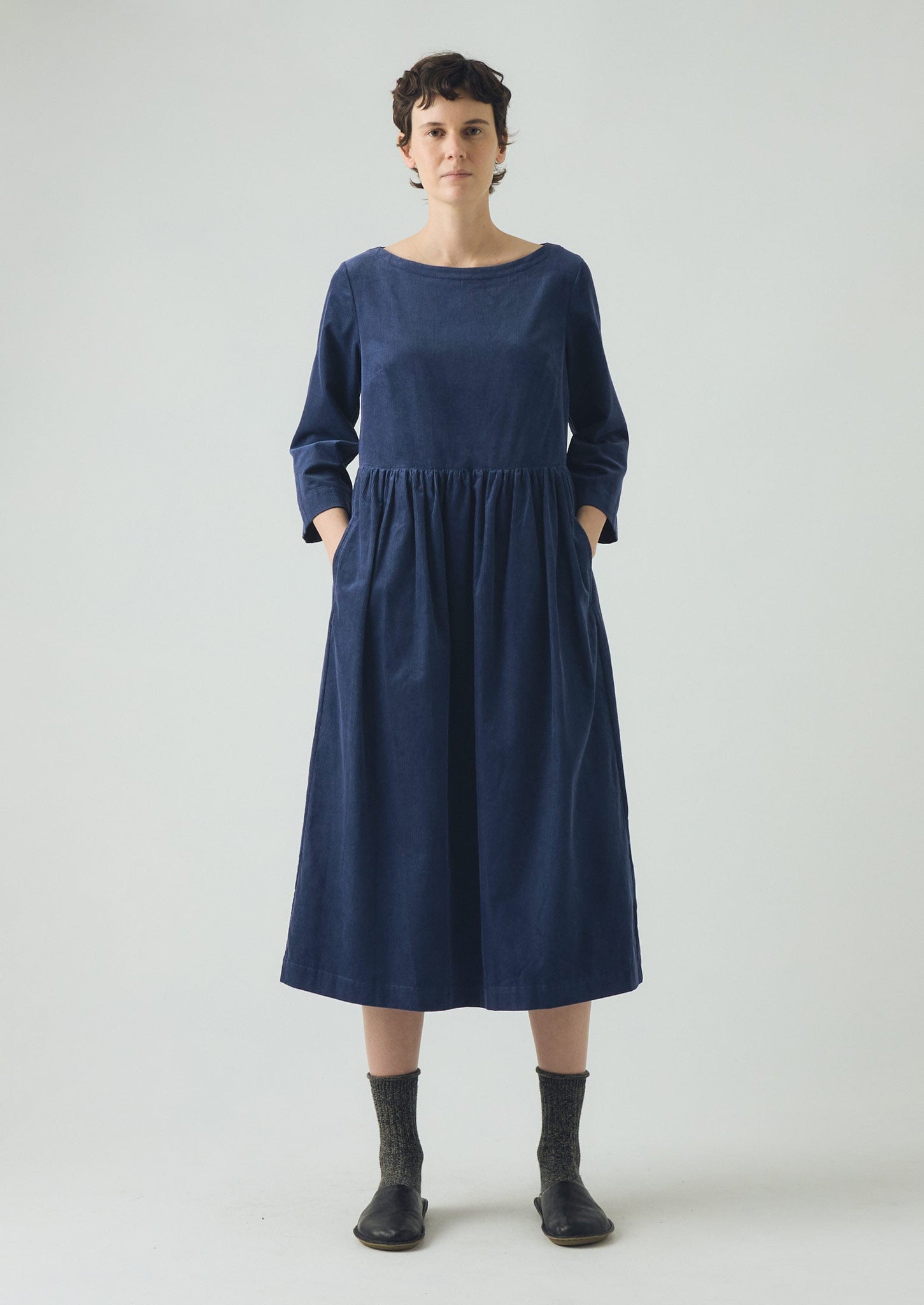 Freya Organic Cord Dress | Denim Blue