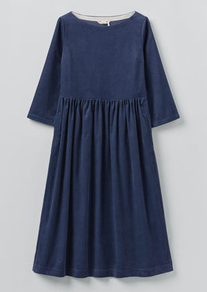 Freya Organic Cord Dress | Denim Blue