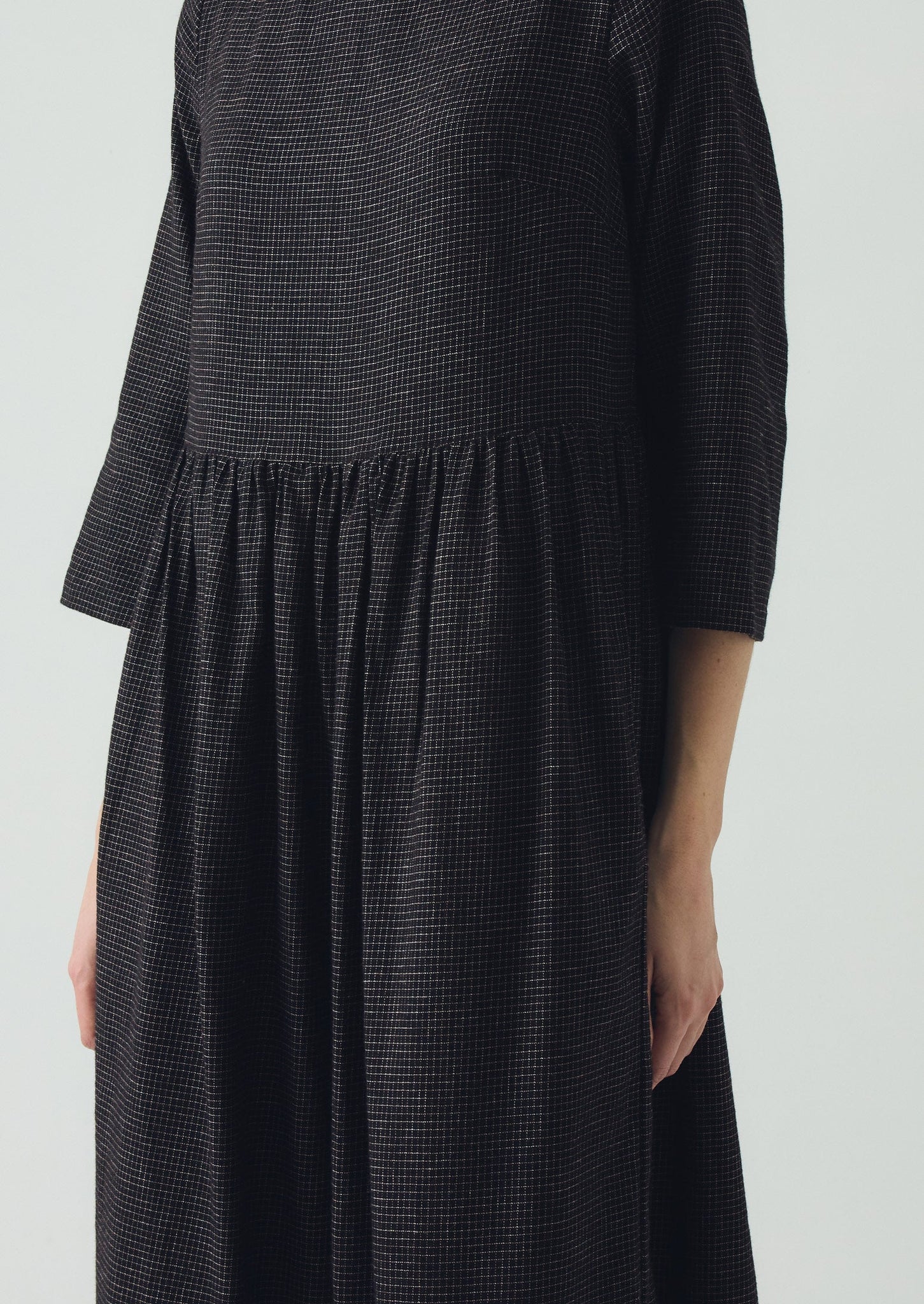 Freya Cotton Cashmere Dress | Black/Ecru