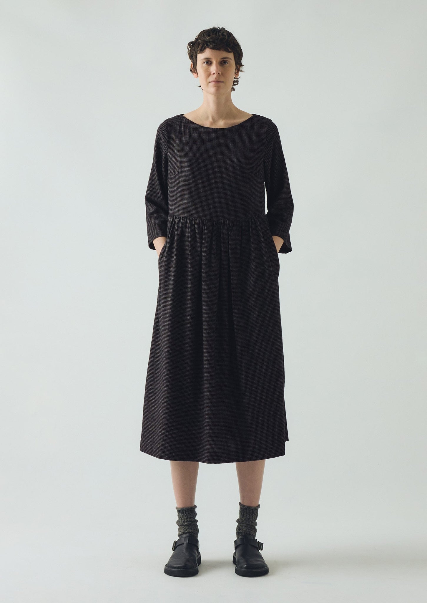 Freya Cotton Cashmere Dress | Black/Ecru