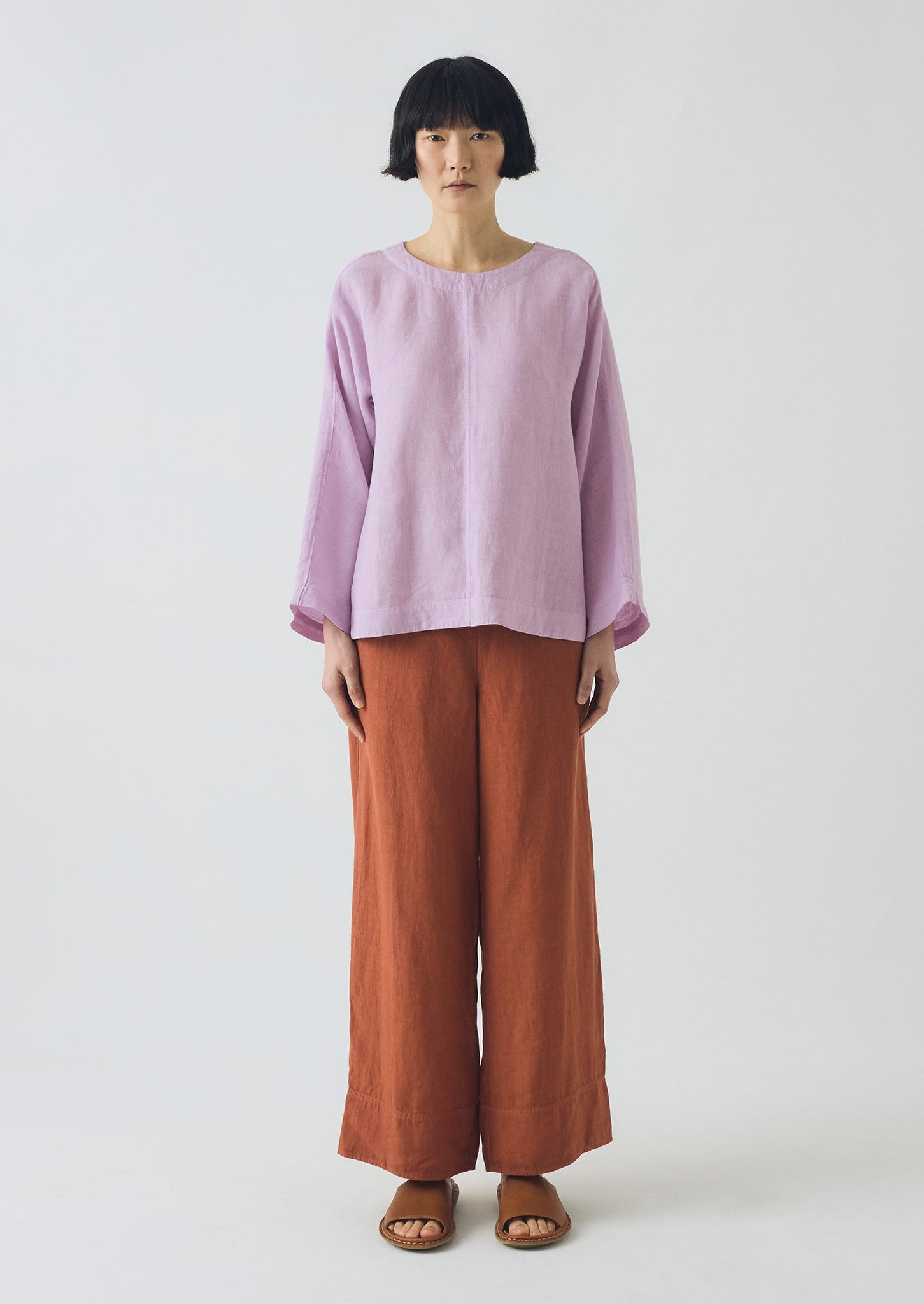 Garment Dyed Linen Top | Lilac