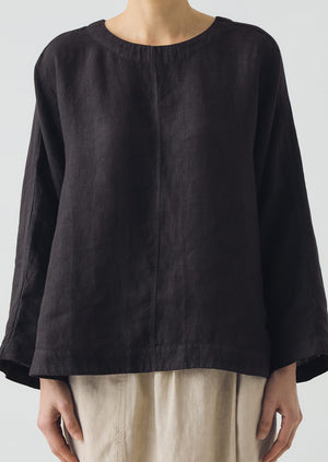 Garment Dyed Linen Top | Black Pepper
