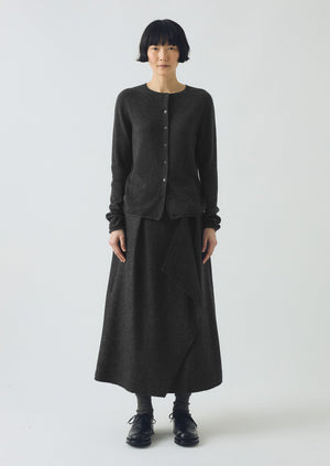 Wool Cashmere Neat Cardigan | Charcoal