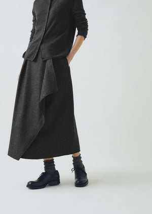 Wool Cashmere Neat Cardigan | Charcoal