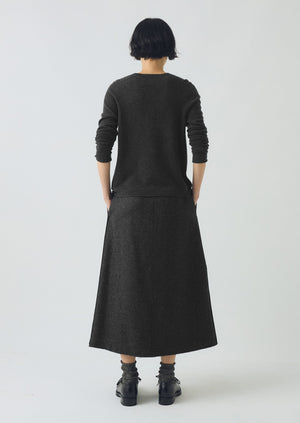 Wool Cashmere Neat Cardigan | Charcoal