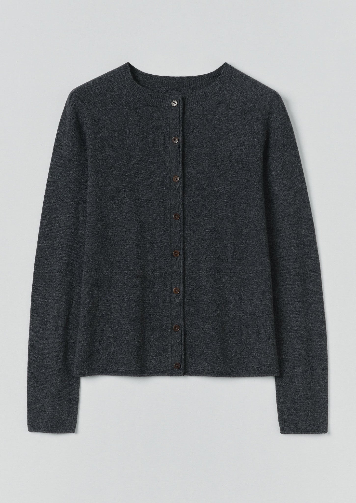 Wool Cashmere Neat Cardigan | Charcoal
