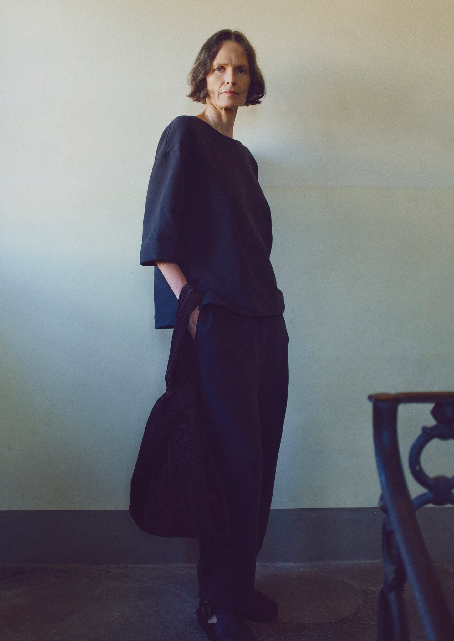 Square Cut Loopback Jersey Tee | Black Pepper