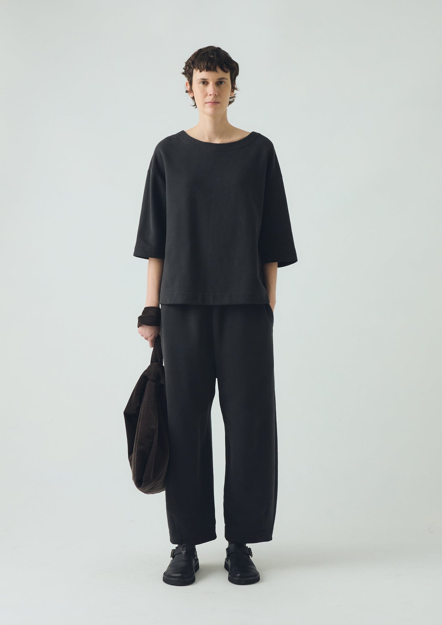 Square Cut Loopback Jersey Tee | Black Pepper