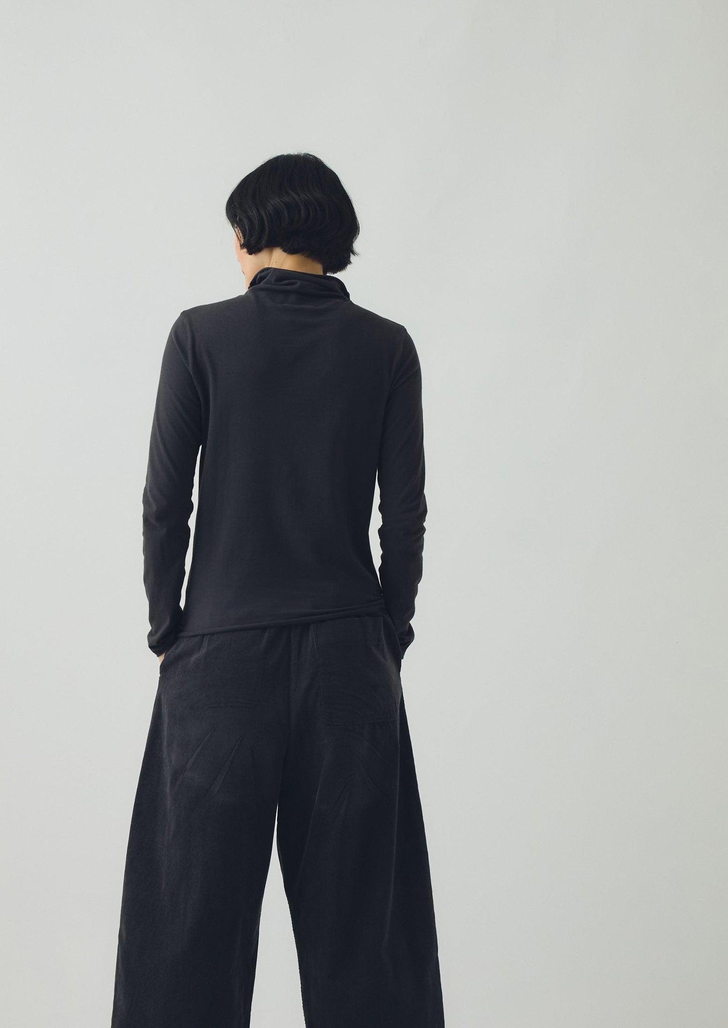 High Neck Soft Cotton Tee | Charcoal
