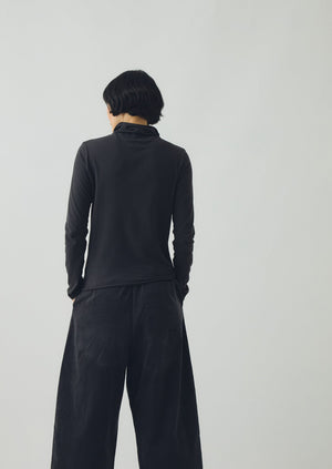 High Neck Soft Cotton Tee | Charcoal