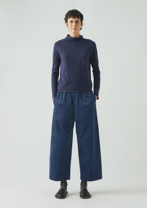 High Neck Soft Cotton Tee | Ink Blue